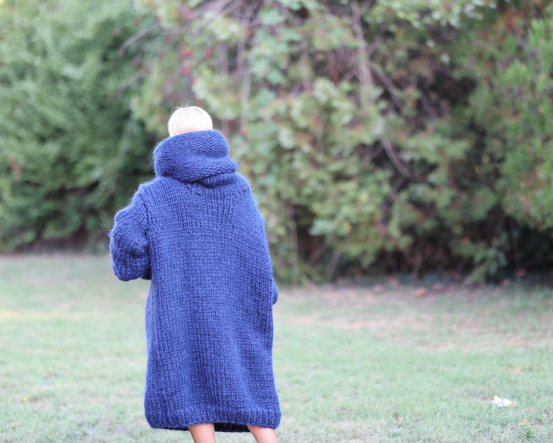 Mohair Wool Sweater Dress with 100 cm Turtleneck with Extra Long Sleeves T1458