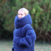 Mohair Wool Sweater Dress with 100 cm Turtleneck with Extra Long Sleeves T1458