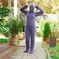 Gray Mohair Catsuit – Fluffy Hand-Knitted Full Set with Balaclava, Mittens and Socks T679