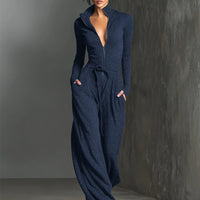 Women's Elegant Knit Sparkling Zipper Front Jumpsuit MDA2560G5I